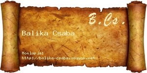 Balika Csaba névjegykártya